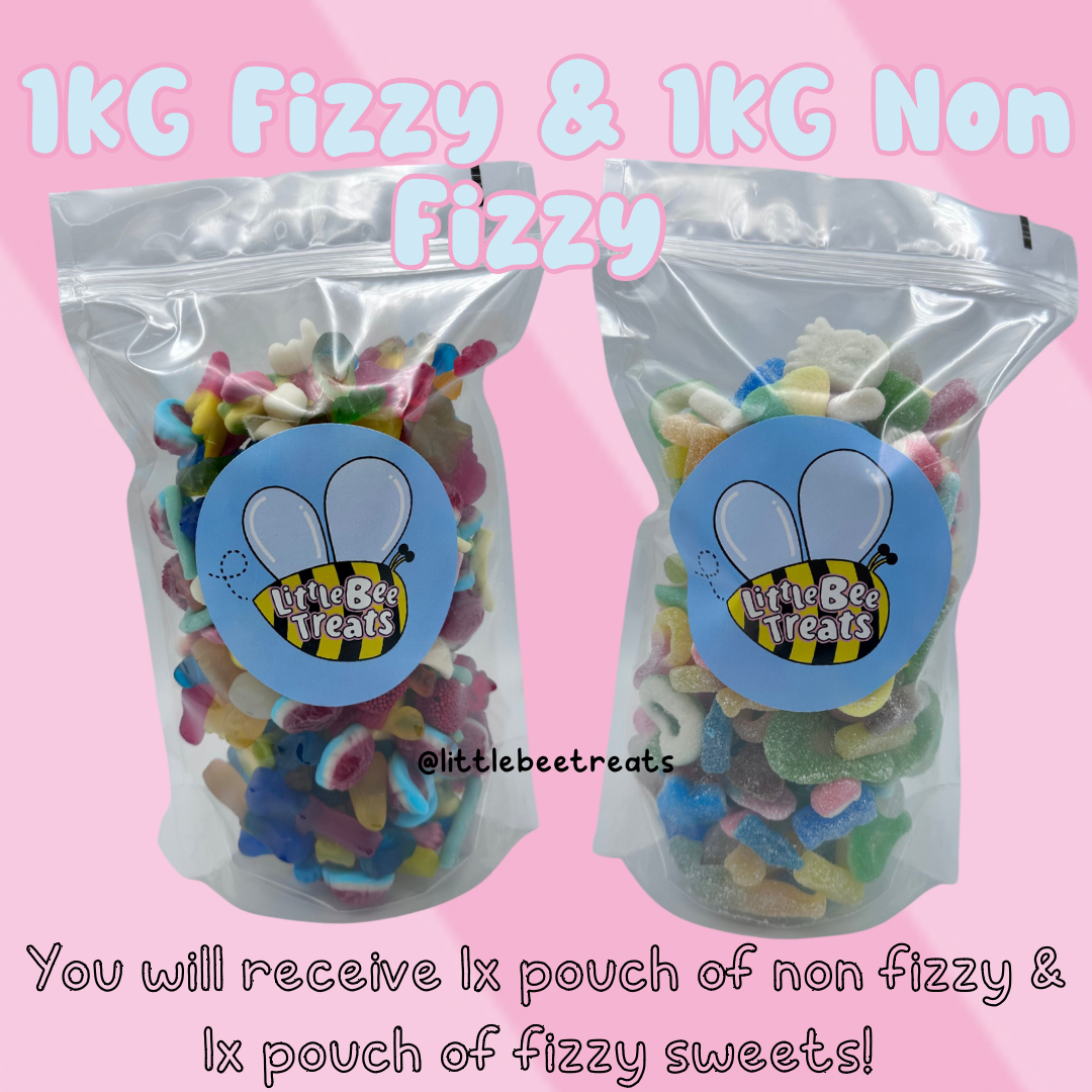2x 1KG Resealable Pick and Mix Sweet Bags Fizzy & Non Fizzy